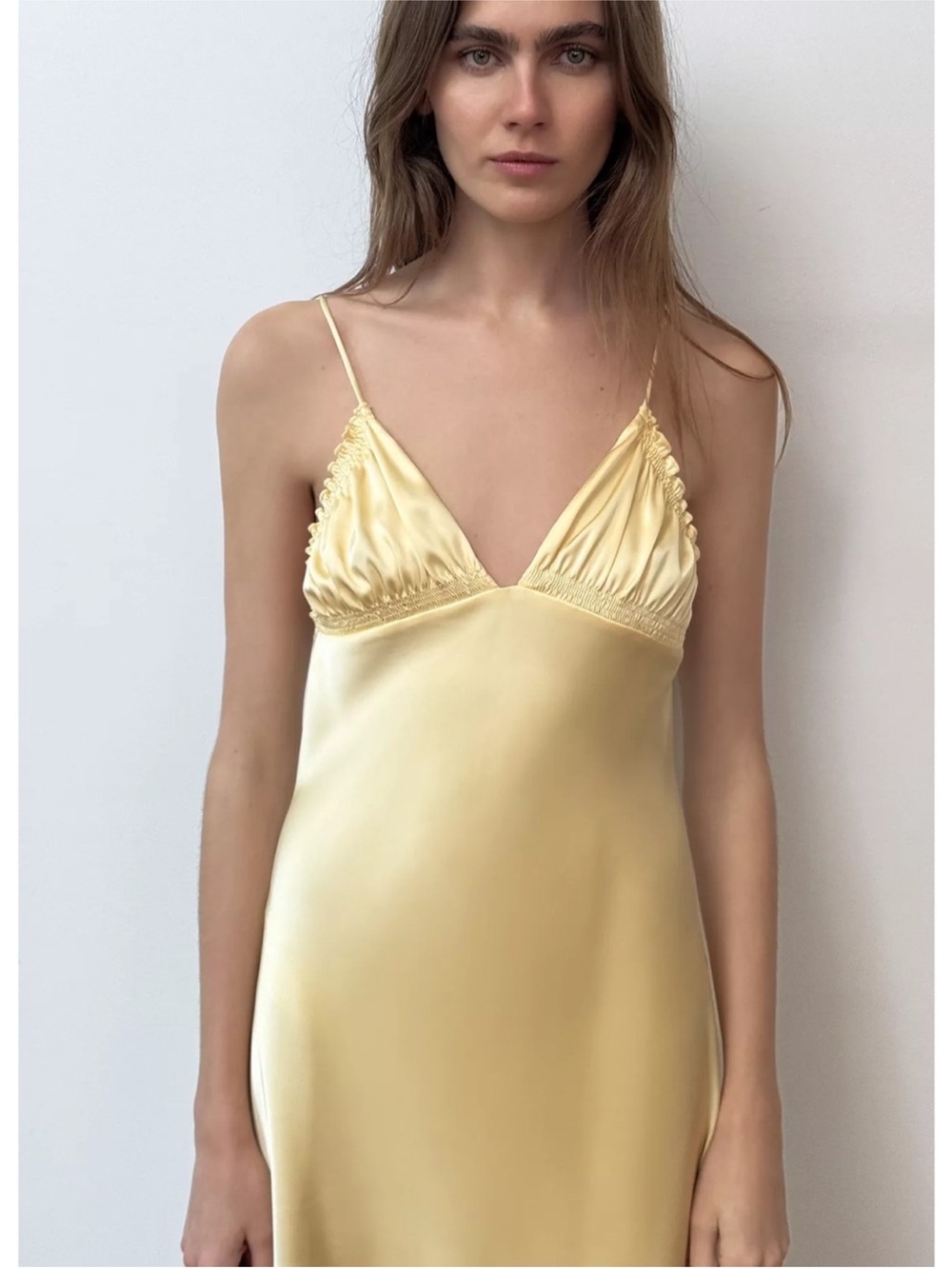 Zara Gathered Satin Midi Dress